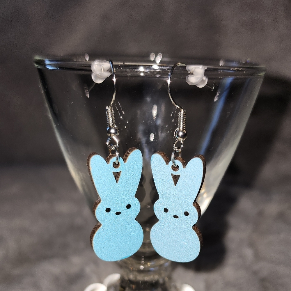 Cute Blue Peep Bunny Earrings‎